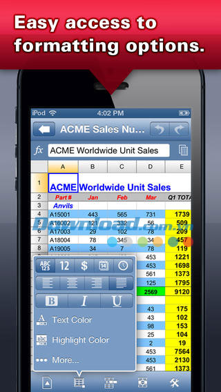 Truy cập các tùy chọn định dạng