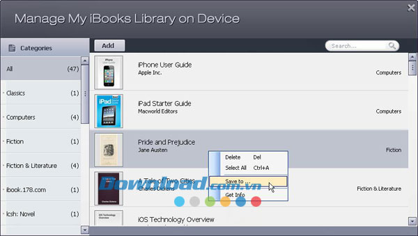 Quản lý My iBooks Library trên thiết bị Wondershare iMate
