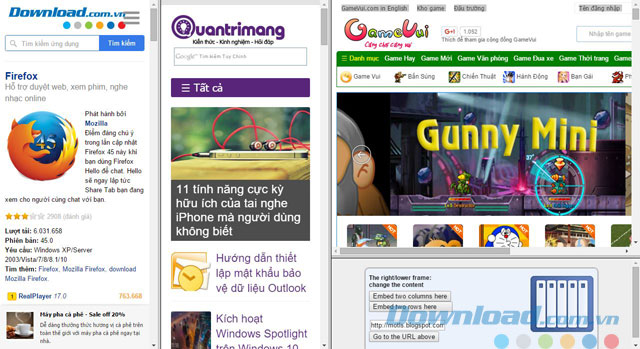 Giao diện ứng dụng Frame Two Pages