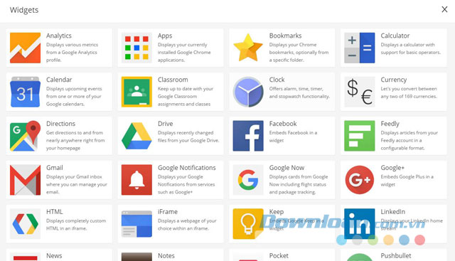 Kéo thả để thay đổi vị trí widget 