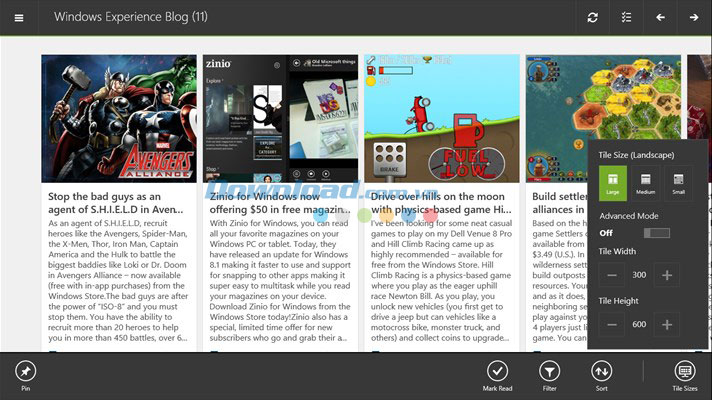 Giao diện bài báo của ứng dụng đọc tin RSS Readiy