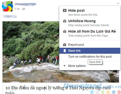 Lưu nội dung trên Facebook