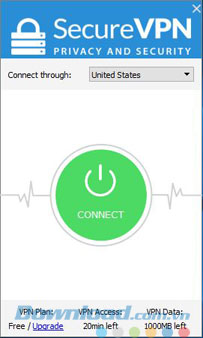 Giao diện phần mềm SecureVPN