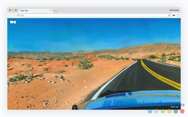 Tab trình duyệt sau khi cài WeTransfer Moment cho Chrome